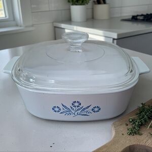 8 Cups 2 Lit Vintage Corning Ware Blue Cornflower Casserole Dish With Pyrex Lid